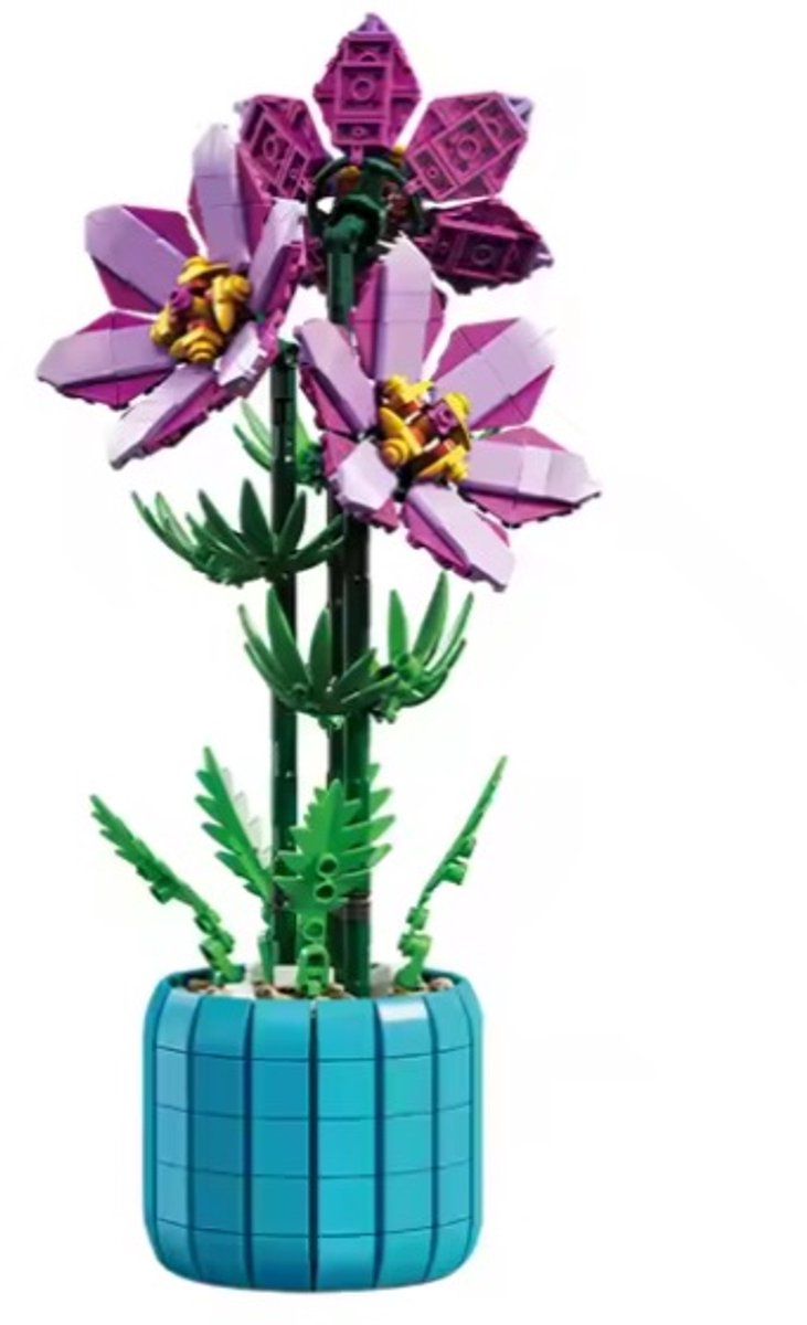 Bouwblokjes Azalia in pot, 798 blokjes, compatible met Lego - kunstbloemen bouwpakket | bouwset bloemen bouquet | past op Lego | modelbouw voor kinderen & volwassenen | kunstbloemen decoratie woonkamer